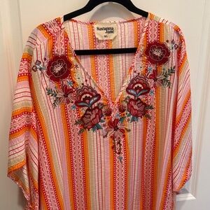Savanna Jane Red and Orange Embroidered Blouse